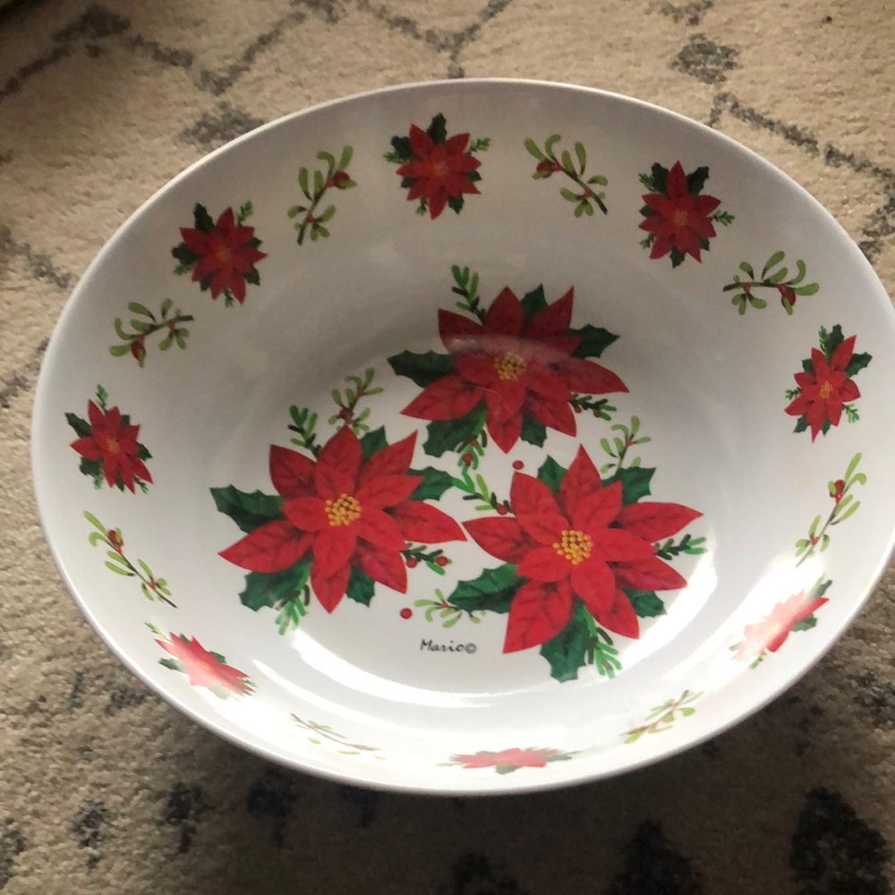 Mario Poinsettia Melamine Holiday Bowl